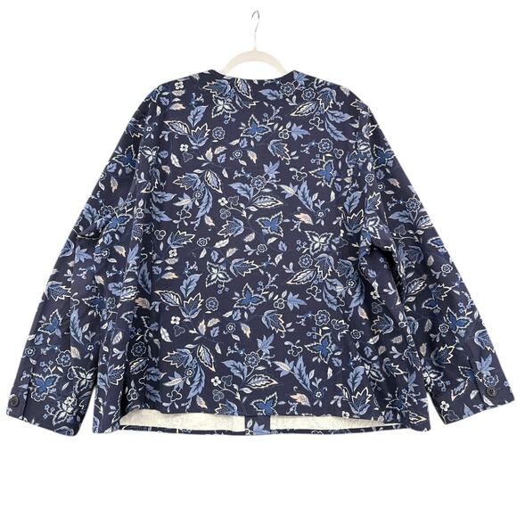 Appleseeds Blue Floral‎ Print Cottage Button Front Long Sleeves Denim Jacket 24W - Picture 2 of 7